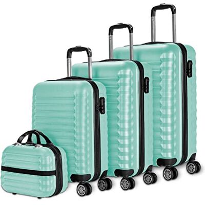 NUMADA Gepäck-Set und Kulturbeutel 4 Stück Minzgrün, groß 75cm, mittel 63cm, klein 53cm, ABS, starr, widerstandsfähig, 4 Doppelräder, leicht, seitliches Kombinationsschloss NUMADA Gepäck-Set und Kulturbeutel 4 Stück Minzgrün, groß 75cm, mittel 63cm, klein 53cm, ABS, starr, widerstandsfähig, 4 Doppelräder, leicht, seitliches Kombinationsschloss
