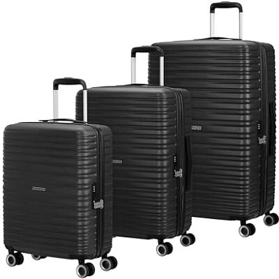 American Tourister Aerotech – 3-teiliges Hartschalen Kofferset (Handgepäck, Mittel, Groß), Erweiterbar, Trolley-Set mit TSA-Schloss Schwarz (Metallic Black) American Tourister Aerotech – 3-teiliges Hartschalen Kofferset (Handgepäck, Mittel, Groß), Erweiterbar, Trolley-Set mit TSA-Schloss Schwarz (Metallic Black)