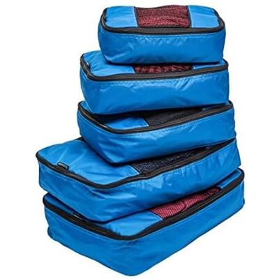 TravelWise Gepäck, Blau, 1 Small, 2 Medium, 2 Large, Gepäck-Organisationswürfel, 5 Stück TravelWise Gepäck, Blau, 1 Small, 2 Medium, 2 Large, Gepäck-Organisationswürfel, 5 Stück