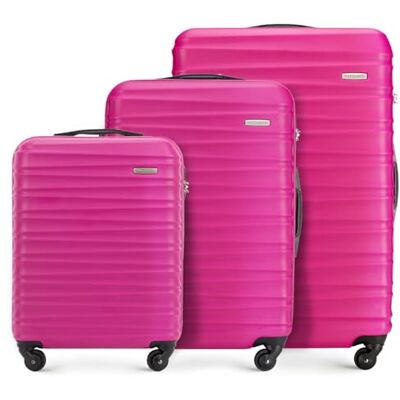WITTCHEN Reisekoffer 3er Koffer-Set Rollkoffer Trolley Handgepäck Reisekofferset Gepäckset Hartschale aus ABS 4 Spinner-Rollen Zahlenschloss Groove Line rosa Lufthansa/Eurowings/Ryanair/Condor WITTCHEN Reisekoffer 3er Koffer-Set Rollkoffer Trolley Handgepäck Reisekofferset Gepäckset Hartschale aus ABS 4 Spinner-Rollen Zahlenschloss Groove Line rosa Lufthansa/Eurowings/Ryanair/Condor