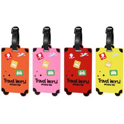 Alyvisun 4 Stück Kofferanhänger, Silikon Kofferanhänger Flugreise, Gepäckanhänger für Koffer mit Wasserdichter Ausweiskarte, Aufgabegepäck und Handgepäck (Dunkle Farbe) Alyvisun 4 Stück Kofferanhänger, Silikon Kofferanhänger Flugreise, Gepäckanhänger für Koffer mit Wasserdichter Ausweiskarte, Aufgabegepäck und Handgepäck (Dunkle Farbe)