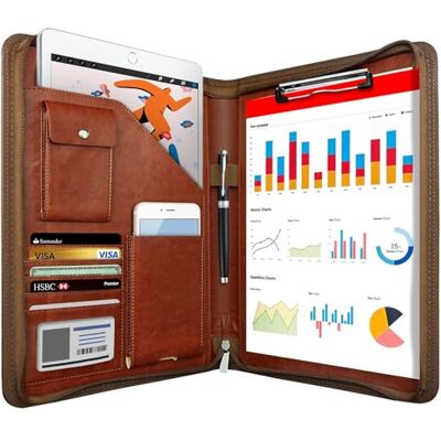 NEWYES NY-A403-BN-EU Konferenzmappe aus Leder, mit Reißverschluss, A4, Reisedokumentenmappe, Portfolio-Reisetasche, persönlicher Agenda-Organizer, 33,5 cm x 25 cm x 3,5 cm NEWYES NY-A403-BN-EU Konferenzmappe aus Leder, mit Reißverschluss, A4, Reisedokumentenmappe, Portfolio-Reisetasche, persönlicher Agenda-Organizer, 33,5 cm x 25 cm x 3,5 cm
