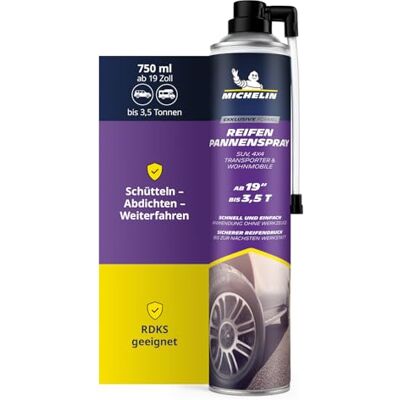 Michelin Reifenpannenspray 750 ml für große Reifen ab 19 Zoll bis 3,5 t für große Reifen ab 19 Zoll, bis 3,5 t Michelin Reifenpannenspray 750 ml für große Reifen ab 19 Zoll bis 3,5 t für große Reifen ab 19 Zoll, bis 3,5 t