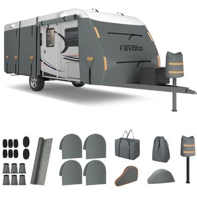 Favoto Wohnwagen Plane Wasserdicht Outdoor Wohnwagen Schutzhülle Reisemobil 420D Oxford Vliesstoff Winddicht Atmungsaktiv Staubdicht UV Schutz Sommer Winter 660x250x220cm Favoto Wohnwagen Plane Wasserdicht Outdoor Wohnwagen Schutzhülle Reisemobil 420D Oxford Vliesstoff Winddicht Atmungsaktiv Staubdicht UV Schutz Sommer Winter 660x250x220cm