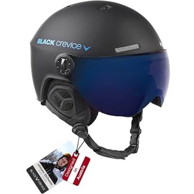 Black Crevice Skihelm Gstaad Mit Visier im Pilotenstyle für Herren & Damen Aus Polycarbonat Atmungsaktiv Größenverstellbar Black Crevice Skihelm Gstaad Mit Visier im Pilotenstyle für Herren & Damen Aus Polycarbonat Atmungsaktiv Größenverstellbar