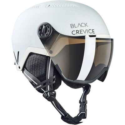 Black Crevice Skihelm Chamonix I Skihelm mit Visier im Pilotenstyle I Skihelm Herren & Damen I Unisex Snowboard-Helm I Atmungsaktiver Ski-Helm I Größenverstellbar Black Crevice Skihelm Chamonix I Skihelm mit Visier im Pilotenstyle I Skihelm Herren & Damen I Unisex Snowboard-Helm I Atmungsaktiver Ski-Helm I Größenverstellbar