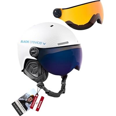 Crevice Weiße Skihelm mit 2 Visieren - Ski Helm Crevice Weiße Skihelm mit 2 Visieren - Ski Helm