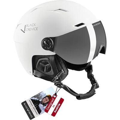 Black Crevice Skihelm Kirchberg mit Visier und Lüftungsöffnungen Atmungsaktiver Helm für Herren & Damen Black Crevice Skihelm Kirchberg mit Visier und Lüftungsöffnungen Atmungsaktiver Helm für Herren & Damen