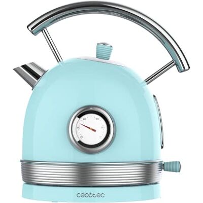 Cecotec Elektrischer Wasserkocher ThermoSense 420 Light Blue, 1,8L Kapazität, 2200W, Temperaturanzeige, 360° Basis, Edelstahl, Vintage-Stil, Blau, Automatische Abschaltung, BPA-frei Cecotec Elektrischer Wasserkocher ThermoSense 420 Light Blue, 1,8L Kapazität, 2200W, Temperaturanzeige, 360° Basis, Edelstahl, Vintage-Stil, Blau, Automatische Abschaltung, BPA-frei