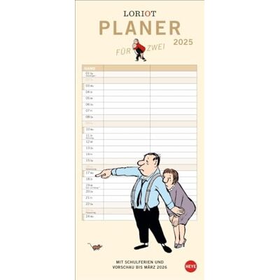 Heye Loriot Planer für zwei 2025: Humorvoller Partnerkalender mit 2 Spalten und viel Platz für Eintragungen. Wandkalender. Planer 2025 zum Eintragen. Jahres-Planer für 2 Personen. (Loriot Kalender ) Heye Loriot Planer für zwei 2025: Humorvoller Partnerkalender mit 2 Spalten und viel Platz für Eintragungen. Wandkalender. Planer 2025 zum Eintragen. Jahres-Planer für 2 Personen. (Loriot Kalender )