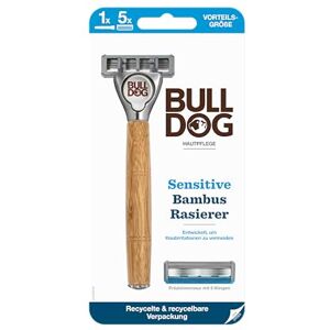 BULLDOG Nassrasur für Männer Sensitive Rasierer mit Bambusgriff Rasierer + 4 Ersatzklingen 5-fach Klinge BULLDOG Nassrasur für Männer Sensitive Rasierer mit Bambusgriff Rasierer + 4 Ersatzklingen 5-fach Klinge