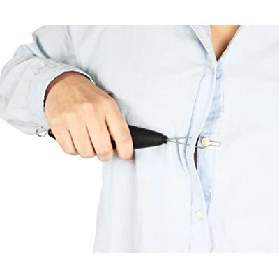 PEPE Mobility Knöpfhilfe und Reißverschlusshilfe 2 in 1, Senioren, Schwarz Alltagshilfe zum Anziehen, Knopfhaken für Hemden, Zieher für Taschen und Stiefel, Dicker ergonomischer Griff, Edelstahldraht PEPE Mobility Knöpfhilfe und Reißverschlusshilfe 2 in 1, Senioren, Schwarz Alltagshilfe zum Anziehen, Knopfhaken für Hemden, Zieher für Taschen und Stiefel, Dicker ergonomischer Griff, Edelstahldraht