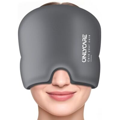 ONLYCARE Migräne Maske, Upgraded Kühlmaske Schlafmaske Kühlmütze Kühlhaube 360° Gel Surround kühlpads zur Linderung von Migräne, Kopfschmerzen, Grau ONLYCARE Migräne Maske, Upgraded Kühlmaske Schlafmaske Kühlmütze Kühlhaube 360° Gel Surround kühlpads zur Linderung von Migräne, Kopfschmerzen, Grau