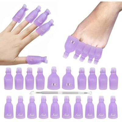 OOTDAY Nagellackentferner Clips Set, doppeltem Metall-Häutchenschieber, Fingernägel-Lack, Einweichen Clips Nagelclips, 20 Stück, lila OOTDAY Nagellackentferner Clips Set, doppeltem Metall-Häutchenschieber, Fingernägel-Lack, Einweichen Clips Nagelclips, 20 Stück, lila