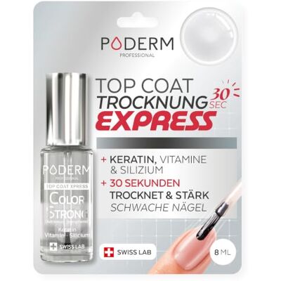 PODERM Top Coat Nagelhärter 30 Sekunden Express-Trocknung Swiss Lab 8 ML Stärkt & regeneriert brüchige und Spröde Nägel Mit Keratin, Biotin & Silizium Entwickelt von einer Podologin PODERM Top Coat Nagelhärter 30 Sekunden Express-Trocknung Swiss Lab 8 ML Stärkt & regeneriert brüchige und Spröde Nägel Mit Keratin, Biotin & Silizium Entwickelt von einer Podologin