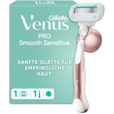 Gillette Pro Smooth Sensitive Rasierer Damen, Rosegold Damenrasierer für Nassrasierer für Empfindliche Haut, Inkl. 1 Rasierklingen, Langlebiges Metallhandstück Und Duschhalterung Gillette Pro Smooth Sensitive Rasierer Damen, Rosegold Damenrasierer für Nassrasierer für Empfindliche Haut, Inkl. 1 Rasierklingen, Langlebiges Metallhandstück Und Duschhalterung