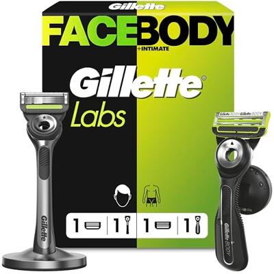 Gillette Labs Rasierer Herren für Gesichts, Körper, Duo Pack, Schwarz/Grün Inkl. 1 Handstück, Dock Und 1 Rasierklingen Plus Labs Body + Intimate Rasierer mit Duschhalterung Und 1 Rasierklinge Gillette Labs Rasierer Herren für Gesichts, Körper, Duo Pack, Schwarz/Grün Inkl. 1 Handstück, Dock Und 1 Rasierklingen Plus Labs Body + Intimate Rasierer mit Duschhalterung Und 1 Rasierklinge