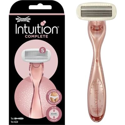 Wilkinson Sword Intuition Complete Rasierer für Frauen, Rasiergriff + 1 Rasierklingen, Skin-Protect-Gel für sanftes Gleiten Wilkinson Sword Intuition Complete Rasierer für Frauen, Rasiergriff + 1 Rasierklingen, Skin-Protect-Gel für sanftes Gleiten