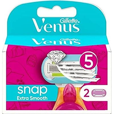 Gillette Venus Extra Smooth Snap, Ersatz für Damenrasierer, 2 Ersatzteile, 5 Klingen für eine besonders gründliche Haarentfernung Gillette Venus Extra Smooth Snap, Ersatz für Damenrasierer, 2 Ersatzteile, 5 Klingen für eine besonders gründliche Haarentfernung