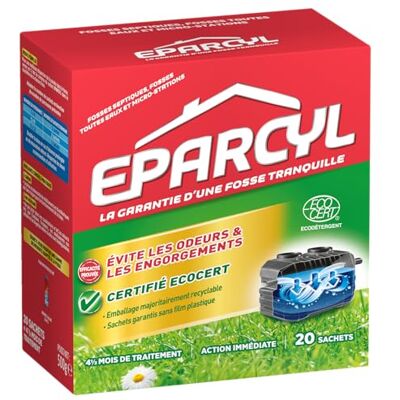 Eparcyl 20 Beutel – Sofortige Wirkung – 4 Monate und halbe Behandlung – Klärgruben – für alle Wassergruben und Mikro-Stationen – verhindert Gerüche & Verstopfungen – umweltfreundlich & Eparcyl 20 Beutel – Sofortige Wirkung – 4 Monate und halbe Behandlung – Klärgruben – für alle Wassergruben und Mikro-Stationen – verhindert Gerüche & Verstopfungen – umweltfreundlich &