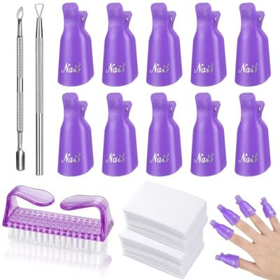 Elalove Nagellackentferner Clips Set 10 Stück Lila Nagelclips 2 Nagelhaut Drücker 1 Nagelbürste 100 Wattepads zum Soak Off für UV Nagellack Set Gel Shellac Neonail Elalove Nagellackentferner Clips Set 10 Stück Lila Nagelclips 2 Nagelhaut Drücker 1 Nagelbürste 100 Wattepads zum Soak Off für UV Nagellack Set Gel Shellac Neonail