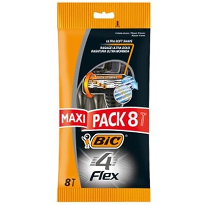 BIC Flex 4 Razor Männlich Standard Pack Einweg 4 Klingen Alle Typen Aloe Vera & Vitamin Aloe & Vitamin E Plastiktasche 8'S X1 BIC Flex 4 Razor Männlich Standard Pack Einweg 4 Klingen Alle Typen Aloe Vera & Vitamin Aloe & Vitamin E Plastiktasche 8'S X1