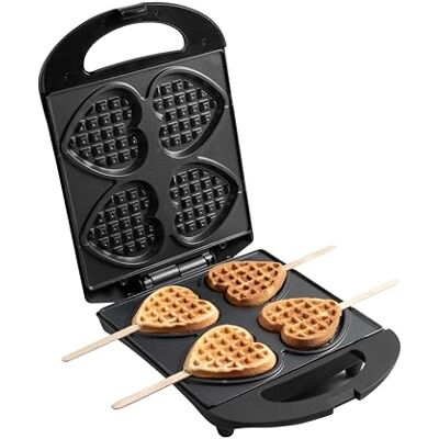 Bestron Waffeleisen für Herzwaffeln am Stiel, Waffelmaker mit Antihaftbeschichtung für Herzform-Waffeln, Herzwaffeleisen ideal für Kindergeburtstage, Ostern & Weihnachten, Farbe: Schwarz Bestron Waffeleisen für Herzwaffeln am Stiel, Waffelmaker mit Antihaftbeschichtung für Herzform-Waffeln, Herzwaffeleisen ideal für Kindergeburtstage, Ostern & Weihnachten, Farbe: Schwarz