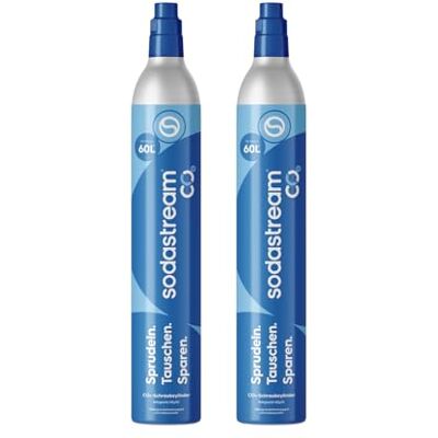 sodastream 2 x CO2-Zylinder für Sprudelwasserbereiter, blaues Einschraub-Gassystem, macht 60 Liter kohlensäurehaltige Getränke, kompatibel mit Spirit, Crystal und Genesis, Plastikmüll reduzieren sodastream 2 x CO2-Zylinder für Sprudelwasserbereiter, blaues Einschraub-Gassystem, macht 60 Liter kohlensäurehaltige Getränke, kompatibel mit Spirit, Crystal und Genesis, Plastikmüll reduzieren
