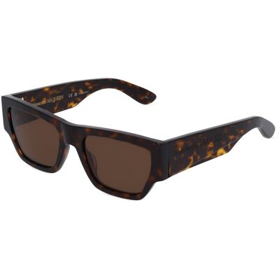 Kering Eyewear Spa Alexander McQueen AM0393S Herren-Sonnenbrille Vollrand Quadratisch Kunststoff-Gestell, Havanna Kering Eyewear Spa Alexander McQueen AM0393S Herren-Sonnenbrille Vollrand Quadratisch Kunststoff-Gestell, Havanna