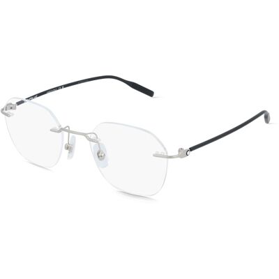 Kering Eyewear Spa Montblanc MB0471O Herren-Brille inkl. Gläser Randlos Rund Metall-Gestell 50/21/145, Silber Kering Eyewear Spa Montblanc MB0471O Herren-Brille inkl. Gläser Randlos Rund Metall-Gestell 50/21/145, Silber