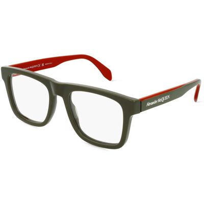 Kering Eyewear Spa Alexander McQueen AM0357O Unisex-Brille inkl. Gläser Vollrand Quadratisch Kunststoff-Gestell 52/19/145, Grün Kering Eyewear Spa Alexander McQueen AM0357O Unisex-Brille inkl. Gläser Vollrand Quadratisch Kunststoff-Gestell 52/19/145, Grün