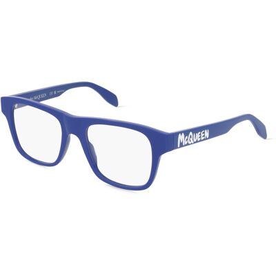 Kering Eyewear Spa Alexander McQueen AM0389O Unisex-Brille inkl. Gläser Vollrand Quadratisch Kunststoff-Gestell 52/19/145, Blau Kering Eyewear Spa Alexander McQueen AM0389O Unisex-Brille inkl. Gläser Vollrand Quadratisch Kunststoff-Gestell 52/19/145, Blau