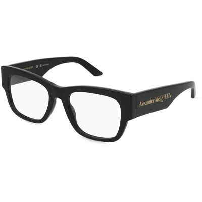 Kering Eyewear Spa Alexander McQueen AM0436O Unisex-Brille inkl. Gläser Vollrand Quadratisch Acetat-Gestell 52/19/145, Schwarz Kering Eyewear Spa Alexander McQueen AM0436O Unisex-Brille inkl. Gläser Vollrand Quadratisch Acetat-Gestell 52/19/145, Schwarz