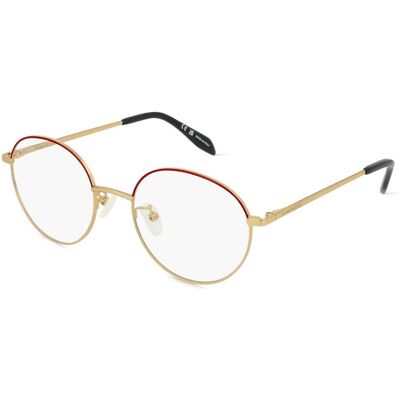 Kering Eyewear Spa Alexander McQueen AM0369O Unisex-Brille inkl. Gläser Vollrand Rund Metall-Gestell 53/20/145, Rot Kering Eyewear Spa Alexander McQueen AM0369O Unisex-Brille inkl. Gläser Vollrand Rund Metall-Gestell 53/20/145, Rot