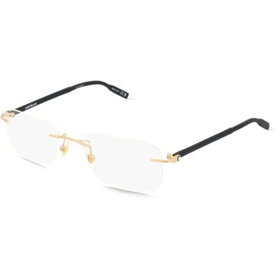 Kering Eyewear Spa Montblanc MB0221O Herren-Brille inkl. Gläser Randlos Eckig Metall-Gestell 55/20/145, Gold Kering Eyewear Spa Montblanc MB0221O Herren-Brille inkl. Gläser Randlos Eckig Metall-Gestell 55/20/145, Gold