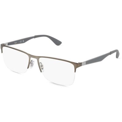 Luxottica Fashion Brillen Vertriebs GmbH Ray Ban 0RX6335 Herren-Brille inkl. Gläser Halbrand Quadratisch Metall-Gestell 56/17/145, Grau Luxottica Fashion Brillen Vertriebs GmbH Ray Ban 0RX6335 Herren-Brille inkl. Gläser Halbrand Quadratisch Metall-Gestell 56/17/145, Grau