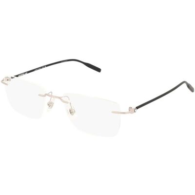 Kering Eyewear Spa Montblanc MB0431O Herren-Brille inkl. Gläser Randlos Eckig Metall-Gestell 53/19/145, Silber Kering Eyewear Spa Montblanc MB0431O Herren-Brille inkl. Gläser Randlos Eckig Metall-Gestell 53/19/145, Silber
