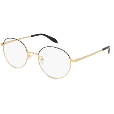 Kering Eyewear Spa Alexander McQueen AM0369O Unisex-Brille inkl. Gläser Vollrand Rund Metall-Gestell 53/20/145, Gold Kering Eyewear Spa Alexander McQueen AM0369O Unisex-Brille inkl. Gläser Vollrand Rund Metall-Gestell 53/20/145, Gold