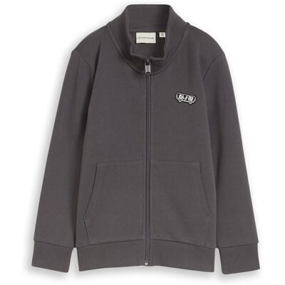 TOM TAILOR Jungen College Sweatjacke mit Stehkragen, grau, Uni, Gr. 104/110 TOM TAILOR Jungen College Sweatjacke mit Stehkragen, grau, Uni, Gr. 104/110
