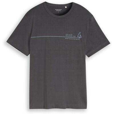 TOM TAILOR Herren T-Shirt mit Print, schwarz, Uni, Gr. XXL TOM TAILOR Herren T-Shirt mit Print, schwarz, Uni, Gr. XXL
