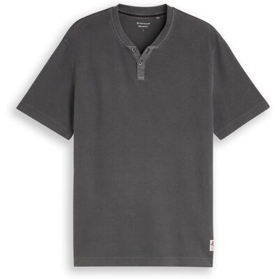 TOM TAILOR Herren Henley T-Shirt mit Waffelstruktur, schwarz, Uni, Gr. XXL TOM TAILOR Herren Henley T-Shirt mit Waffelstruktur, schwarz, Uni, Gr. XXL