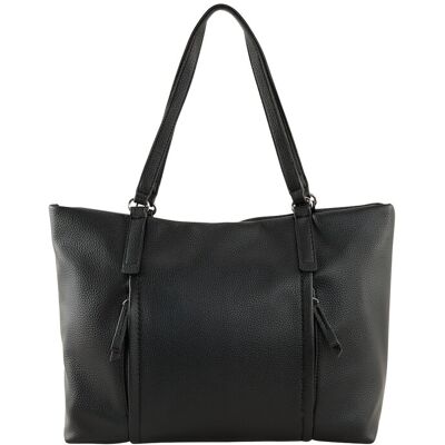 TOM TAILOR Damen TTBECA L Shopper mit Reißverschluss-Details, schwarz, Uni, Gr. ONESIZE TOM TAILOR Damen TTBECA L Shopper mit Reißverschluss-Details, schwarz, Uni, Gr. ONESIZE