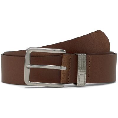 TOM TAILOR DENIM Herren TTJOE Ledergürtel mit eckiger Dornschließe, braun, Logo Print, Gr. 80 TOM TAILOR DENIM Herren TTJOE Ledergürtel mit eckiger Dornschließe, braun, Logo Print, Gr. 80