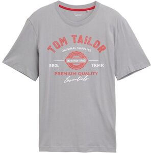 TOM TAILOR Herren T-Shirt mit Logo-Print, grau, Logo Print, Gr. S TOM TAILOR Herren T-Shirt mit Logo-Print, grau, Logo Print, Gr. S
