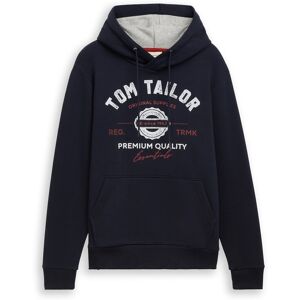 TOM TAILOR Herren Hoodie Sweatshirt mit Logo-Print, blau, Uni, Gr. S TOM TAILOR Herren Hoodie Sweatshirt mit Logo-Print, blau, Uni, Gr. S