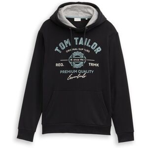 TOM TAILOR Herren Hoodie Sweatshirt mit Logo-Print, schwarz, Uni, Gr. S TOM TAILOR Herren Hoodie Sweatshirt mit Logo-Print, schwarz, Uni, Gr. S