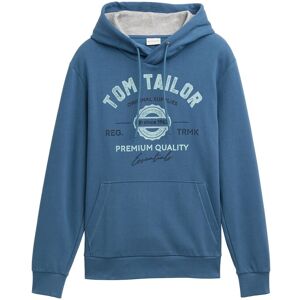 TOM TAILOR Herren Hoodie Sweatshirt mit Logo-Print, blau, Logo Print, Gr. S TOM TAILOR Herren Hoodie Sweatshirt mit Logo-Print, blau, Logo Print, Gr. S