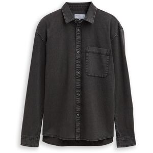 TOM TAILOR DENIM Herren Relaxed Fit Hemd mit Brusttasche, schwarz, Uni, Gr. XXL TOM TAILOR DENIM Herren Relaxed Fit Hemd mit Brusttasche, schwarz, Uni, Gr. XXL
