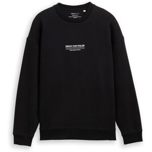 TOM TAILOR DENIM Herren Relaxed Sweatshirt mit Logo-Print, schwarz, Uni, Gr. S TOM TAILOR DENIM Herren Relaxed Sweatshirt mit Logo-Print, schwarz, Uni, Gr. S