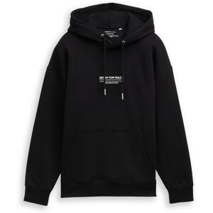 TOM TAILOR DENIM Herren Relaxed Hoodie Sweatshirt mit Logo-Print, schwarz, Uni, Gr. XL TOM TAILOR DENIM Herren Relaxed Hoodie Sweatshirt mit Logo-Print, schwarz, Uni, Gr. XL